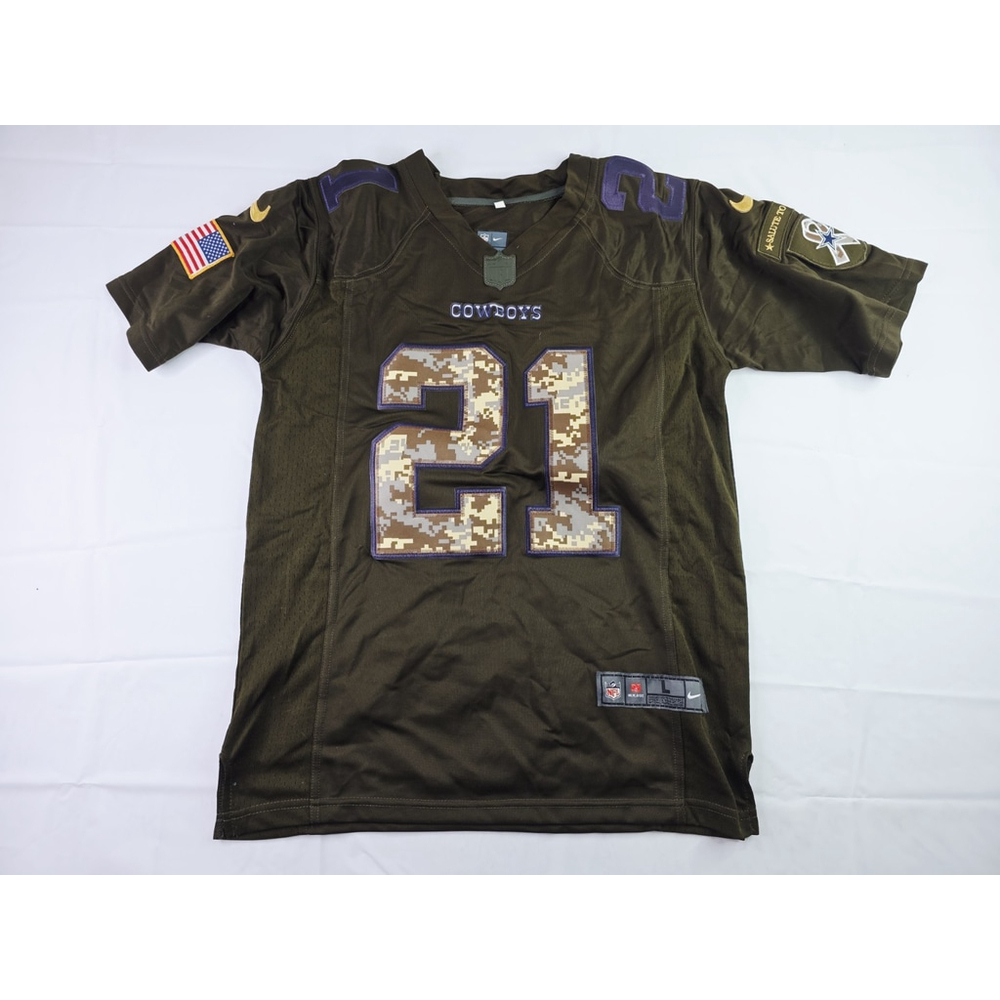Nike NFL Ezekiel Elliott Salute To Service Jersey Green Youth Size L